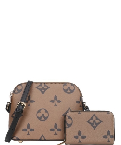 2in1 Printed Chic Crossbody Bag With Wallet Set DH-8232A KHAKI